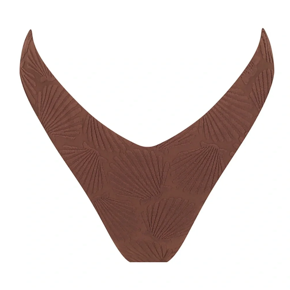 NWT!! Escape to Paradise Textured Brown Bikini Set with Ring-Front Accent - Picture 3 of 6